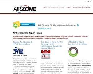 airzone ac and heating Tampa Florida web design