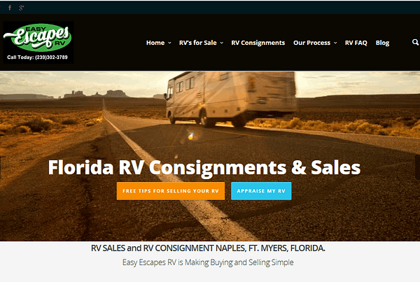 website design RV sales Florida